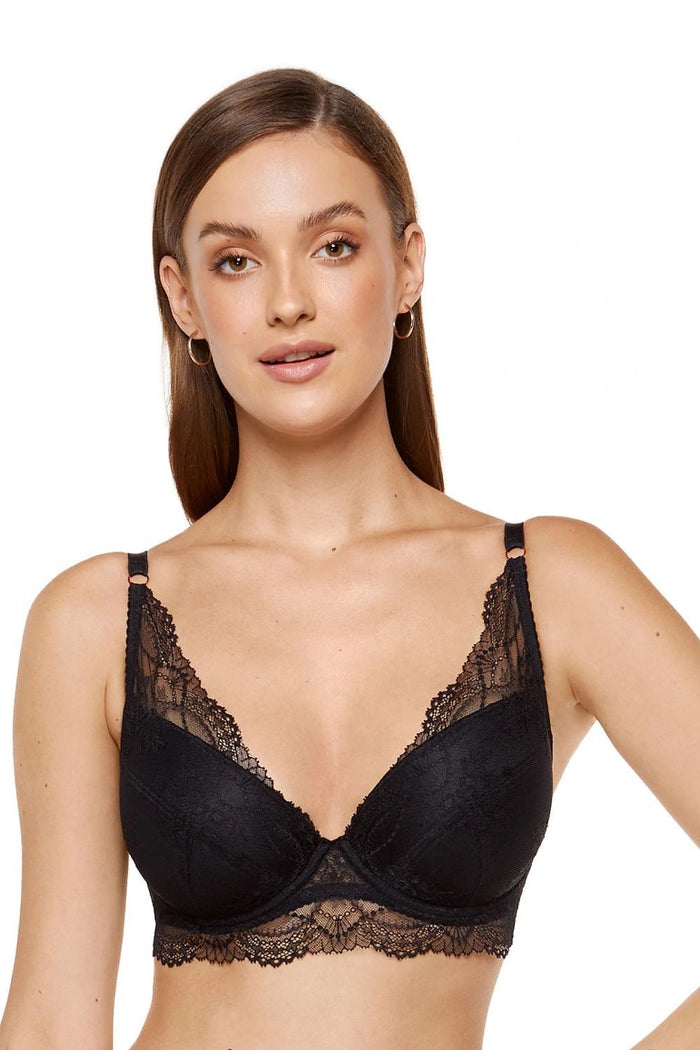 Soutien-gorge dentelle coton rembourré noir - Gorteks image 1