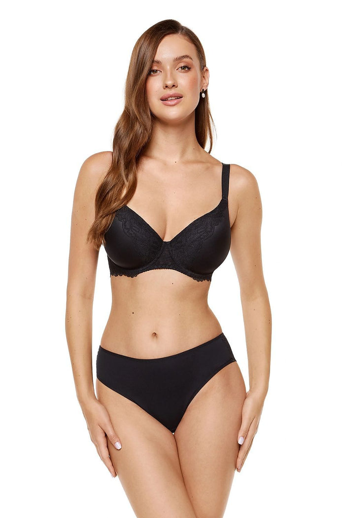 Soutien-gorge dentelle tulle rembourré noir - Gorteks image 2