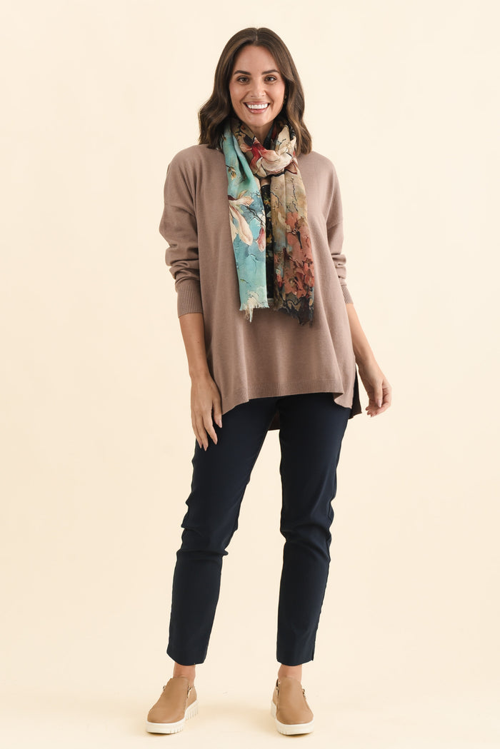 Tanner Mocha Knit Jumper,Brunette model,alt text|model:MJ