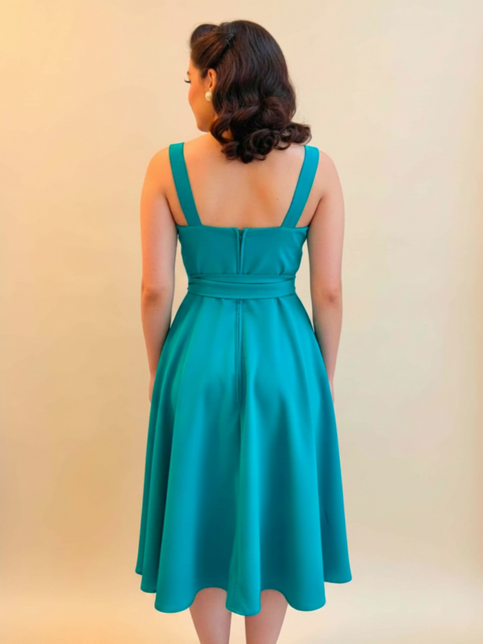 Teal Sweetheart Swing Dress | Retro 1950s Pin Up Fit & Flare Dress