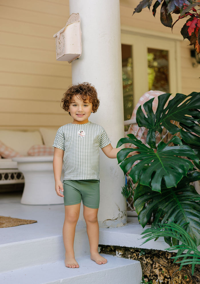 Tee and Shorts - Sage - Gingham Owl