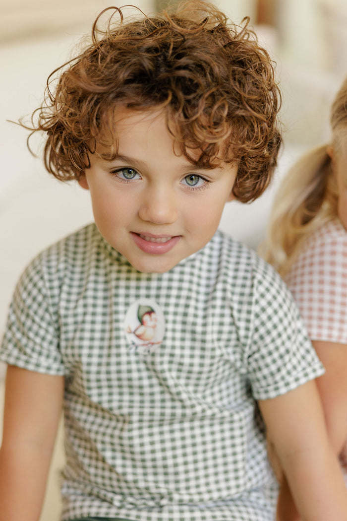 Tee and Shorts - Sage - Gingham Owl