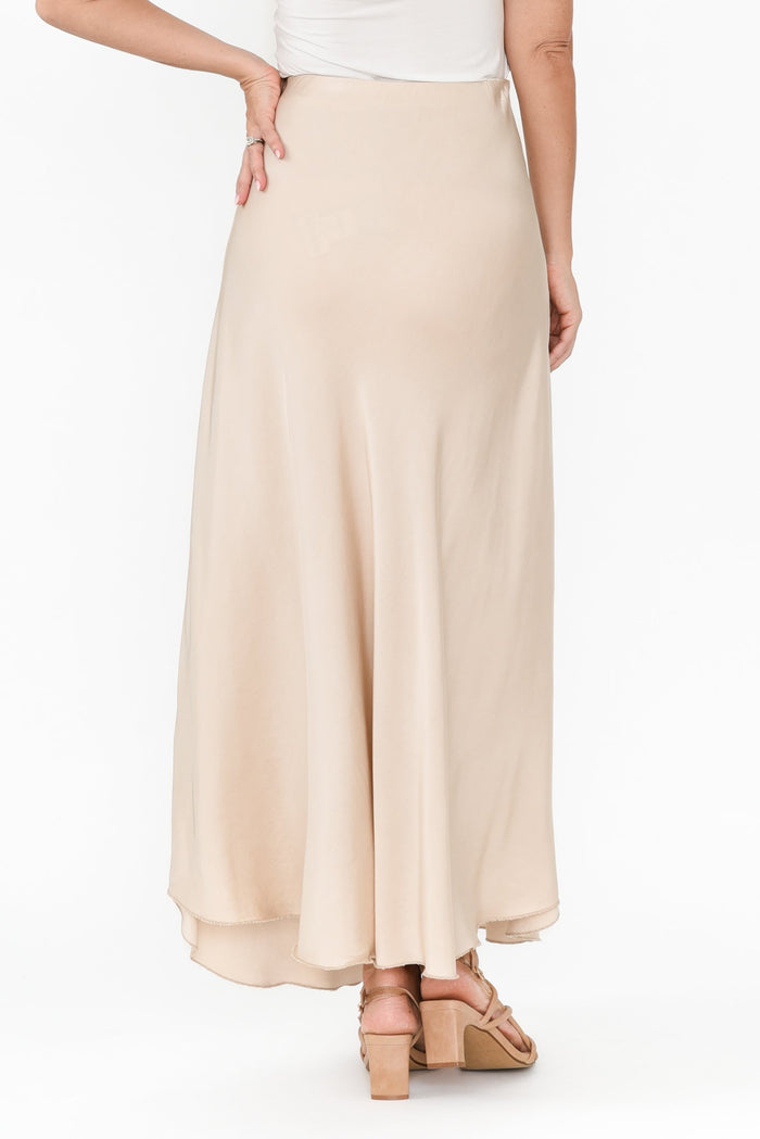 Tilba Champagne Maxi Skirt,Brunette model,alt text|model:Nicole