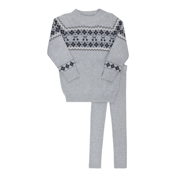 Toddler Boys 2 Piece Set – Grey / Blue – Fair Isle
