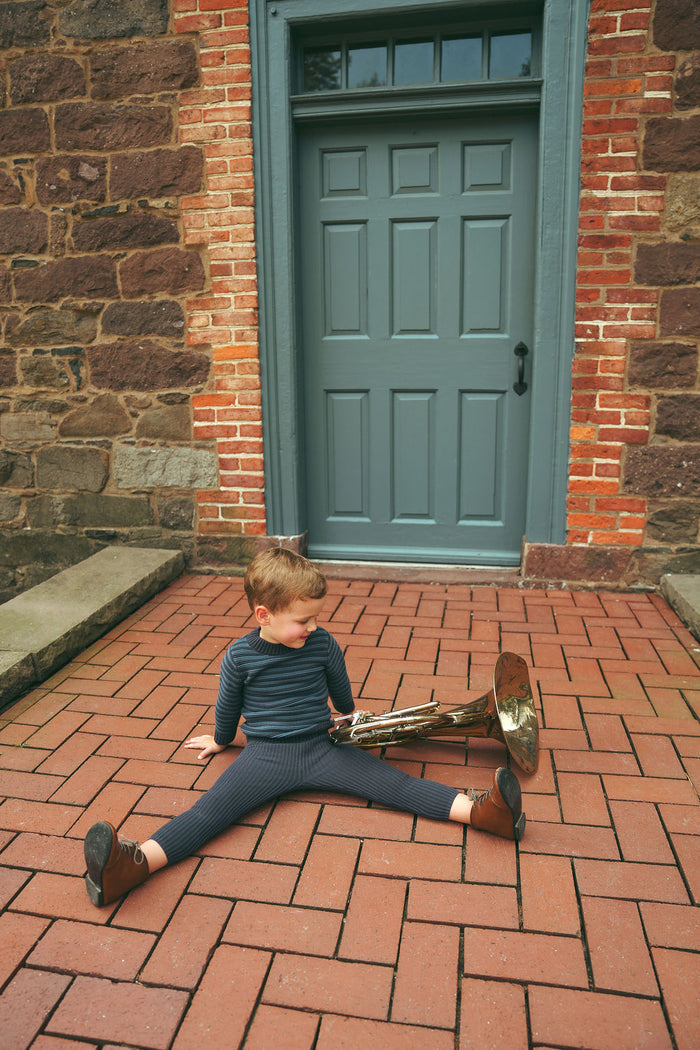 Toddler Boys 2 Piece Set – Navy – Embroidered Trim