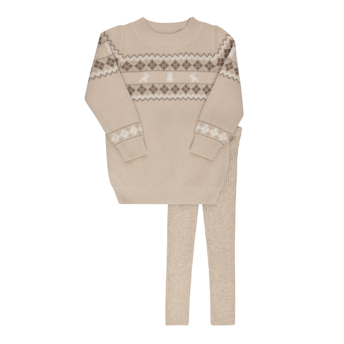Toddler Boys 2 Piece Set – Taupe – Fair Isle