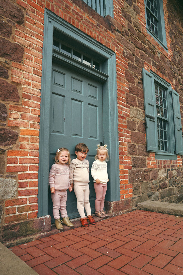 Toddler Girls 2 Piece Set – Ivory Mauve – Fair Isle