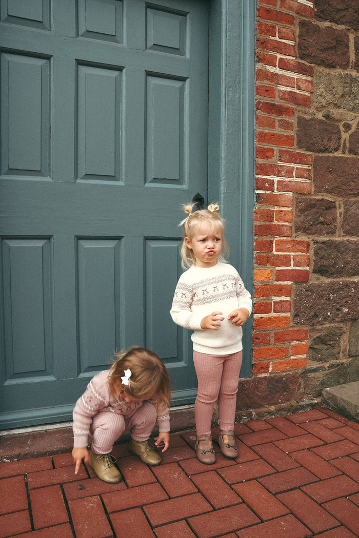 Toddler Girls 2 Piece Set – Ivory Mauve – Fair Isle