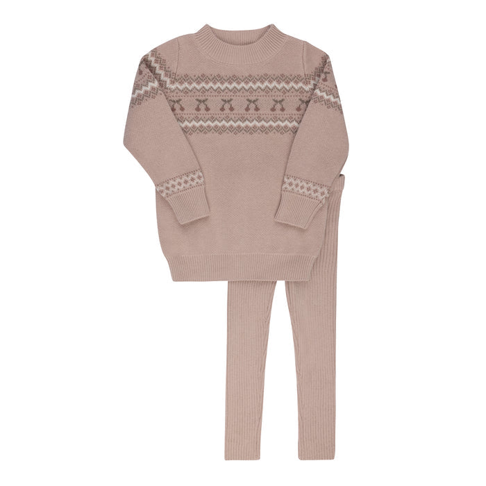 Toddler Girls 2 Piece Set – Mauve – Fair Isle