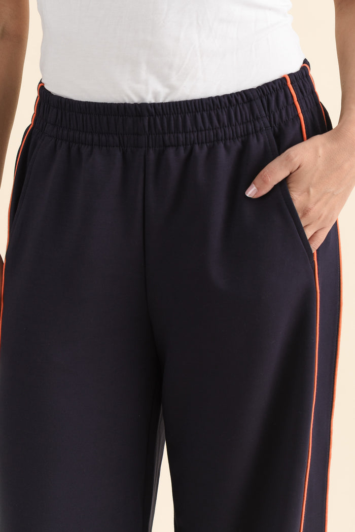 Traveller Navy Pocket Sweatpants,brunette model,Side of Outfit,alt text|model:MJ