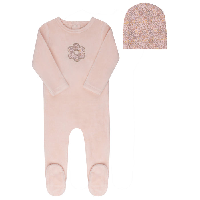 Velour Liberty Floral Collection - Footie + Beanie