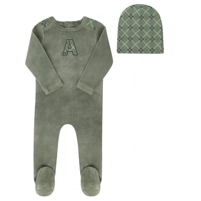 Velour Liberty Plaid A Collection - Footie + Beanie