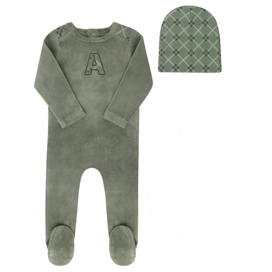 Velour Liberty Plaid A Collection - Footie + Beanie