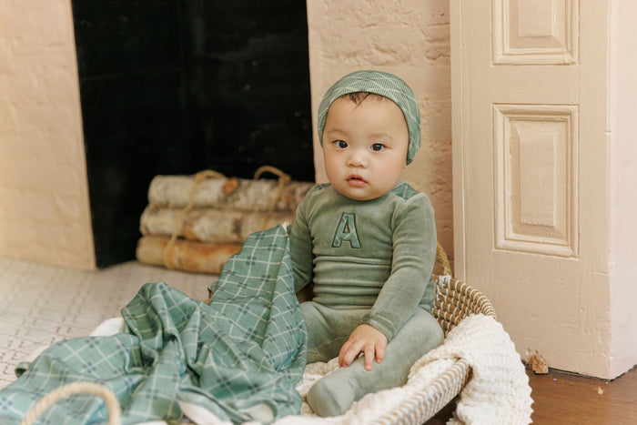 Velour Liberty Plaid A Collection - Footie + Beanie