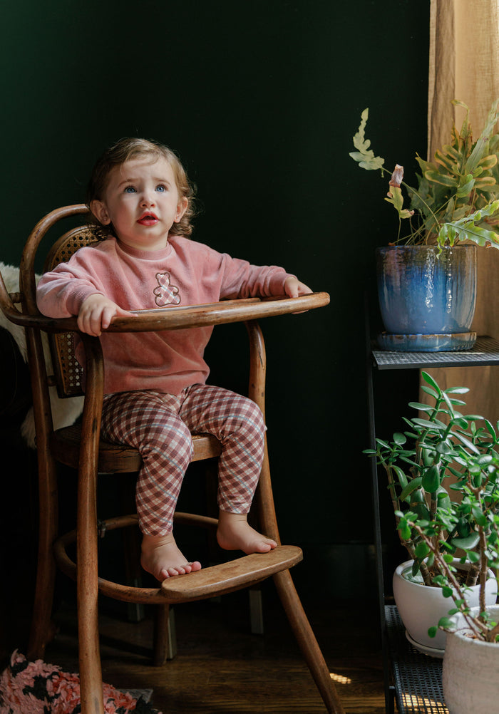 Velour Plaid Bear Collection - Sweatshirt + Leggings