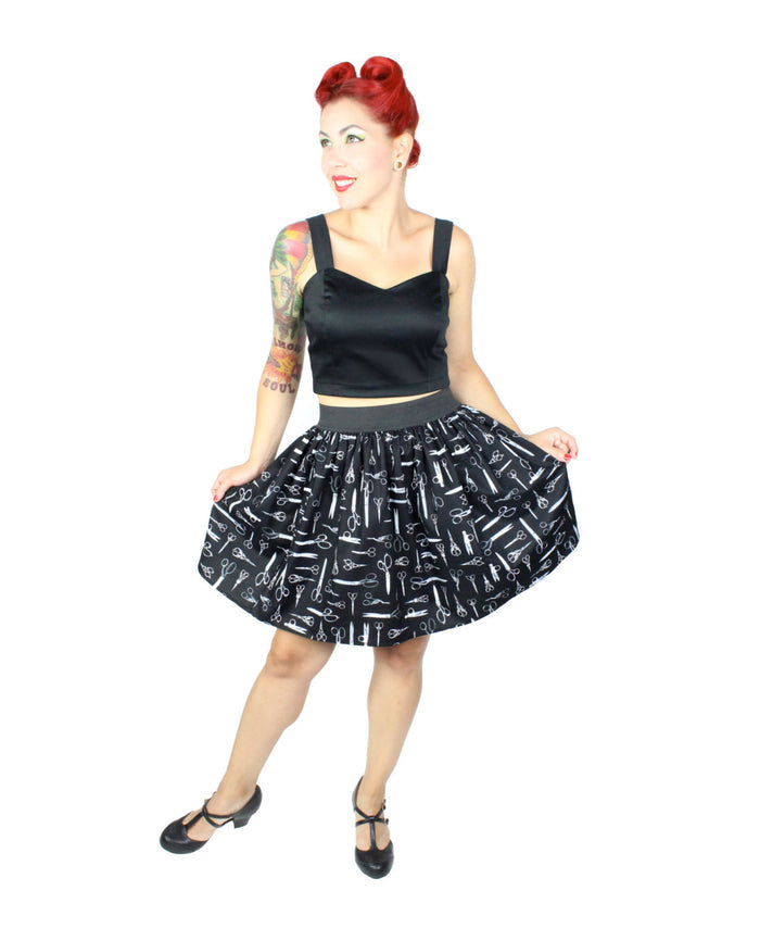 Vintage Scissors Pleated Skirt #PS-S757