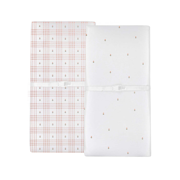 Waterproof Changing Pad Cover | Cradle Sheet Set – Pink - Floral Plaid Collection