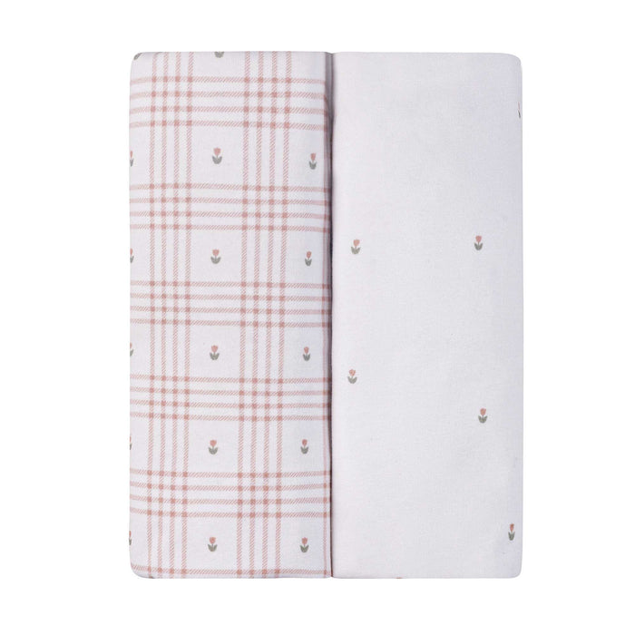 Waterproof Pack n Play Sheets – Pink - Floral Plaid Collection