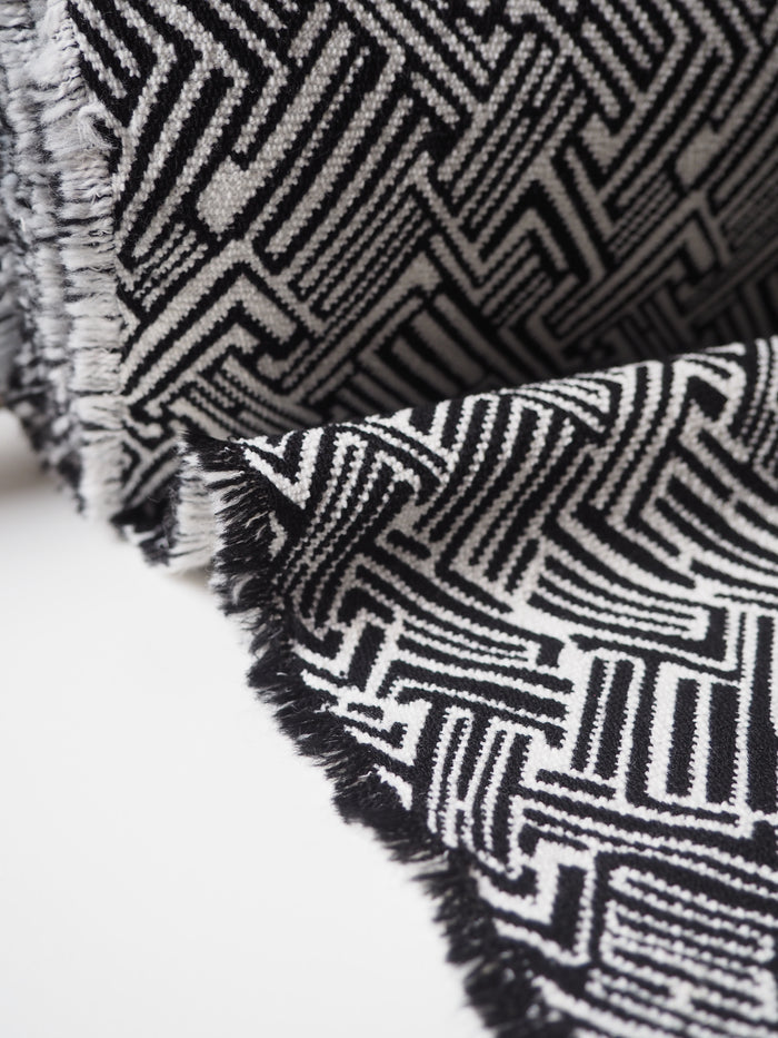 White + Black Abstract Stretch Jacquard