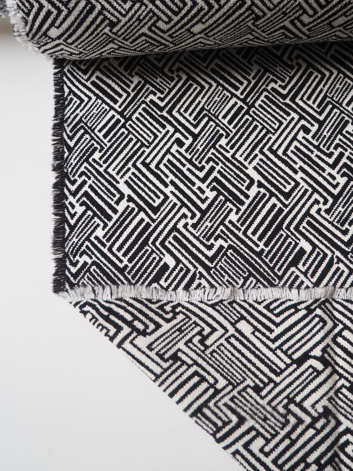White + Black Abstract Stretch Jacquard