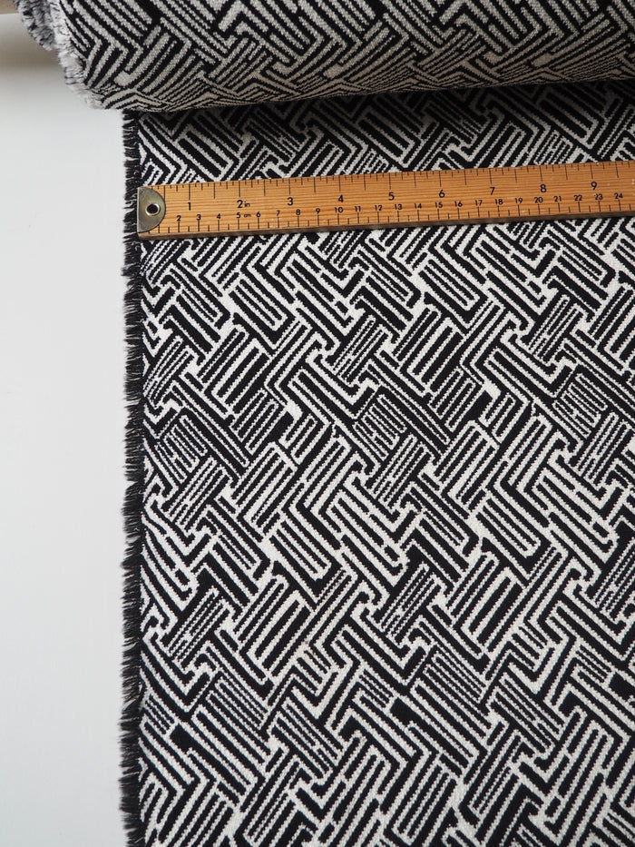 White + Black Abstract Stretch Jacquard