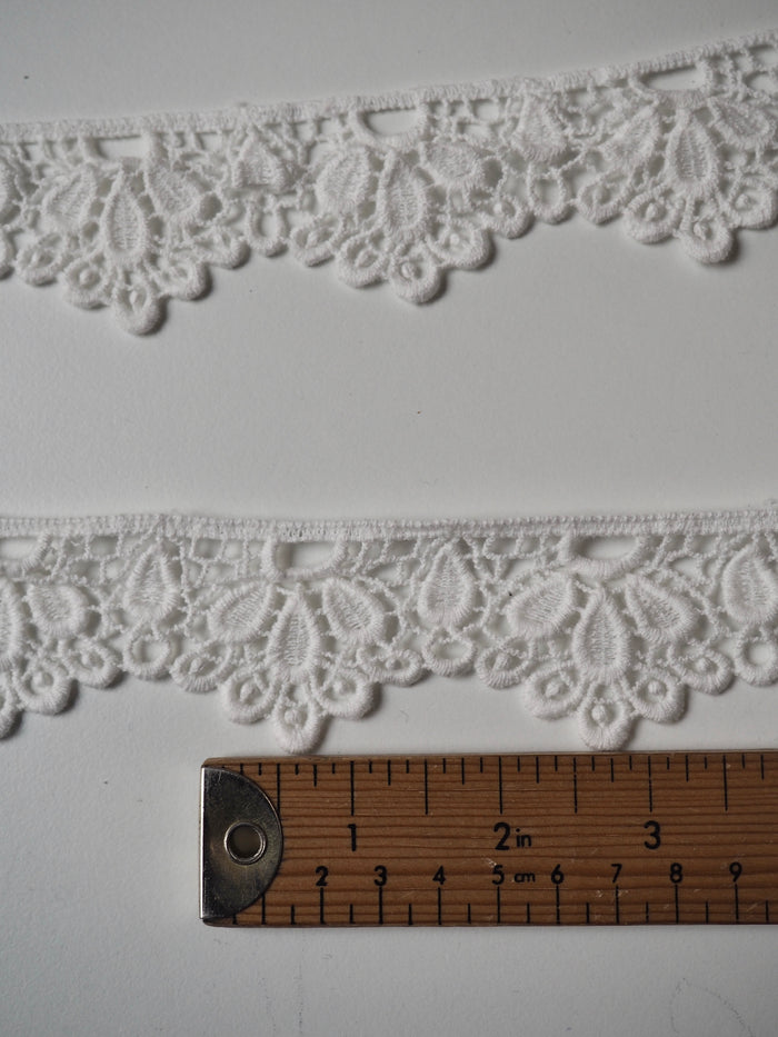 White Cotton Petal Scallop Lace Trim 45mm