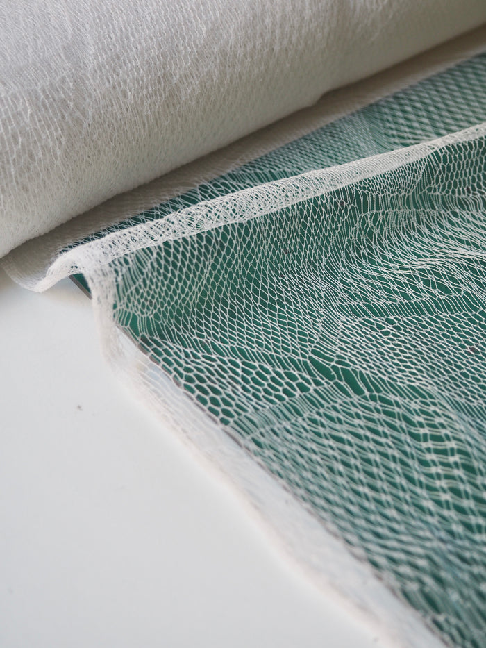 White Geometric Fishnet French Lace