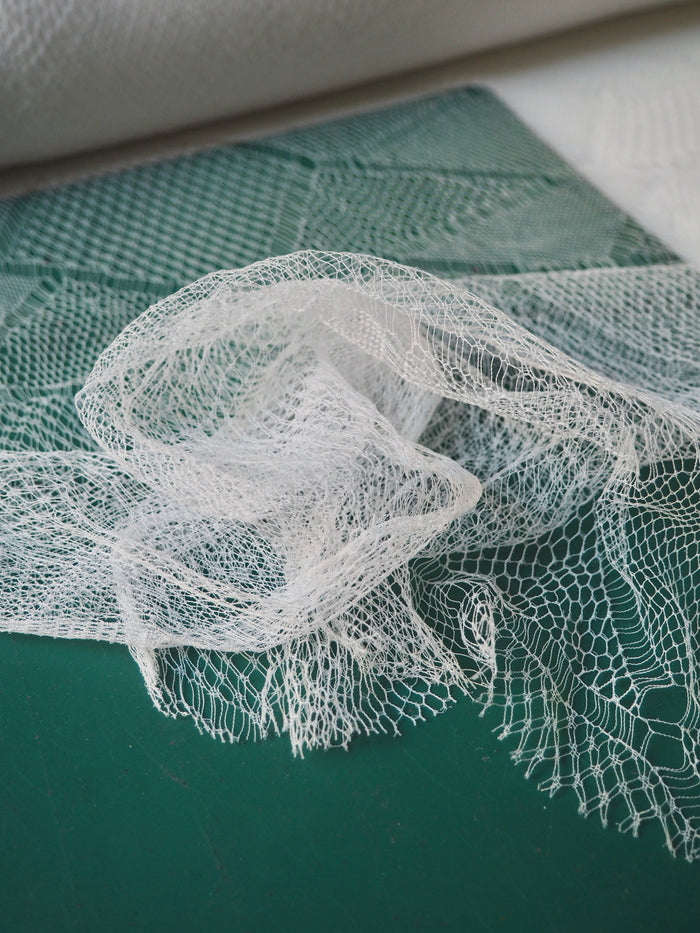 White Geometric Fishnet French Lace