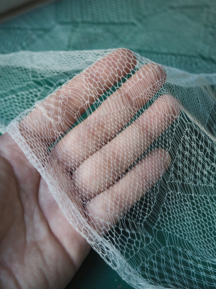 White Geometric Fishnet French Lace
