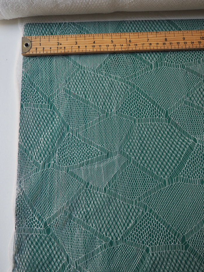 White Geometric Fishnet French Lace