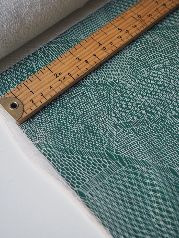White Geometric Fishnet French Lace