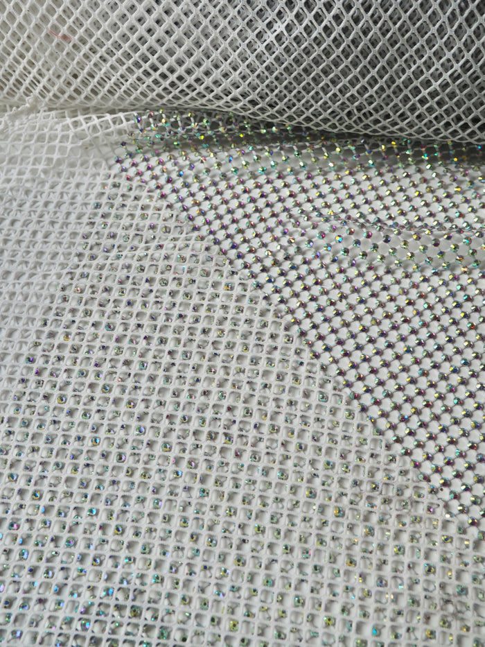 White Iridescent Crystal Fishnet