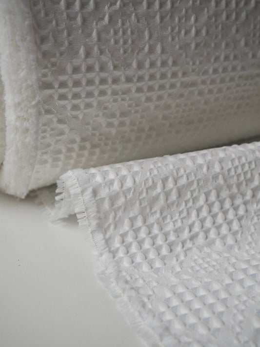 White Quilted Lattice Cloqué