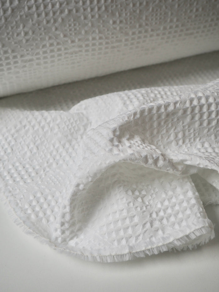 White Quilted Lattice Cloqué