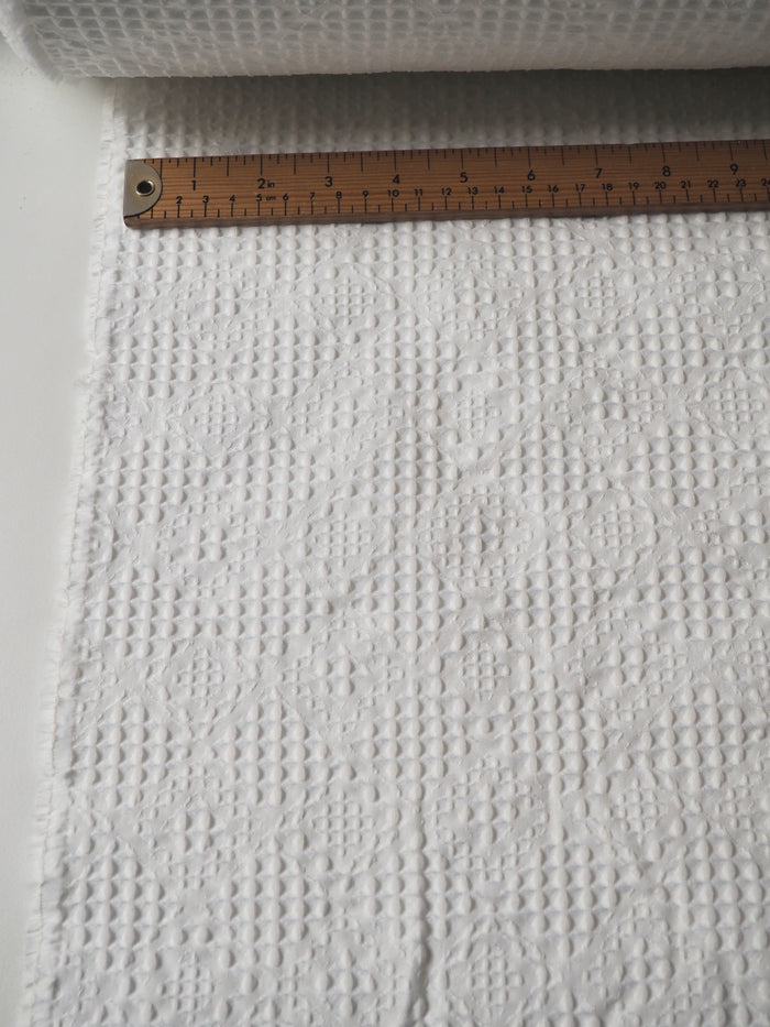 White Quilted Lattice Cloqué