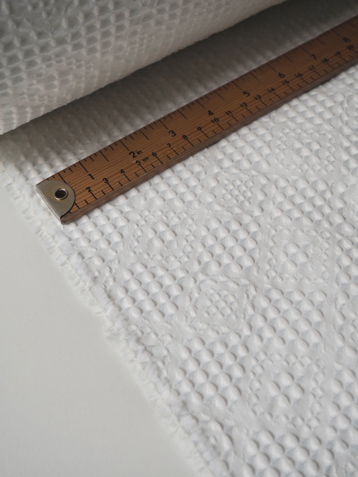 White Quilted Lattice Cloqué