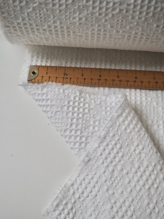 White Quilted Lattice Cloqué