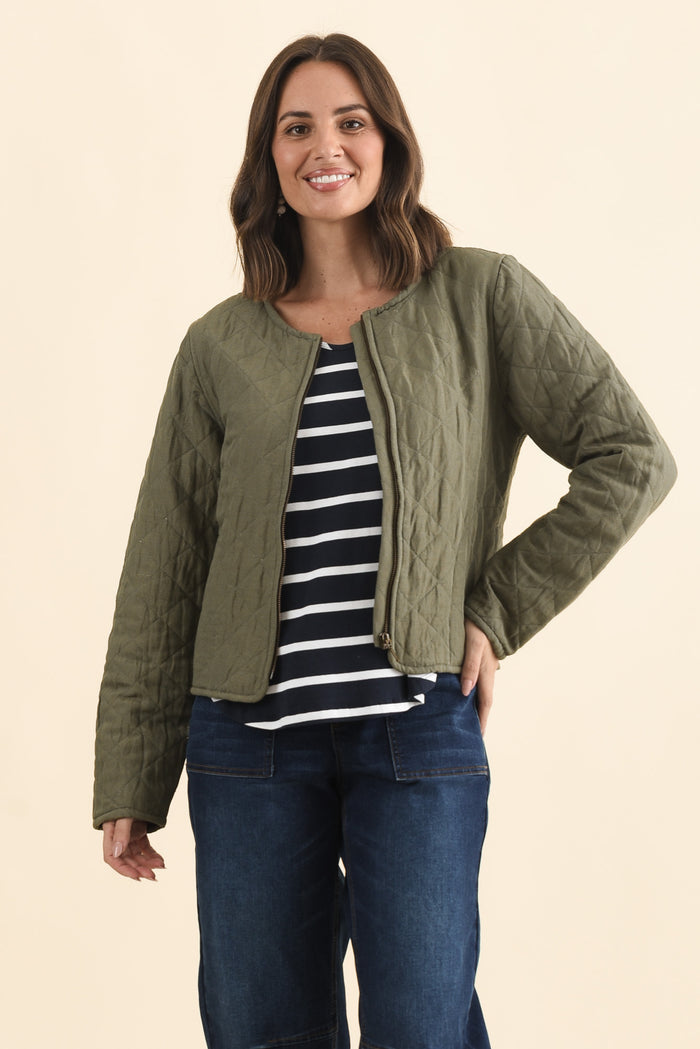 Whittaker Sage Quilted Linen Blend Jacket,Brunette model,alt text|model:MJ