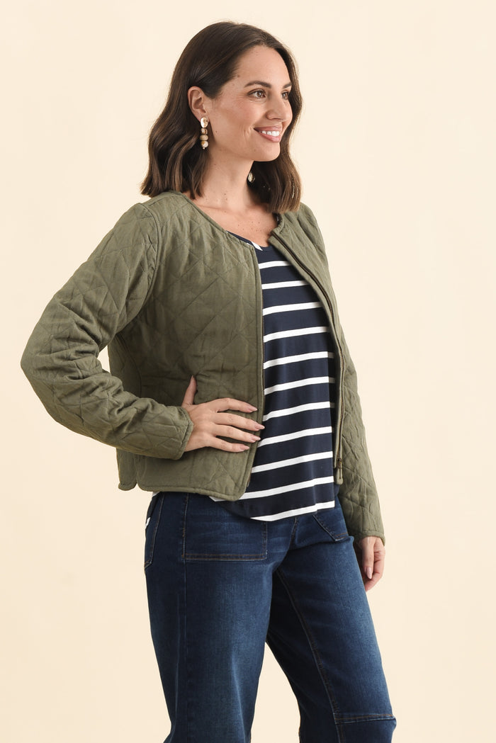 Whittaker Sage Quilted Linen Blend Jacket,Brunette model,alt text|model:MJ