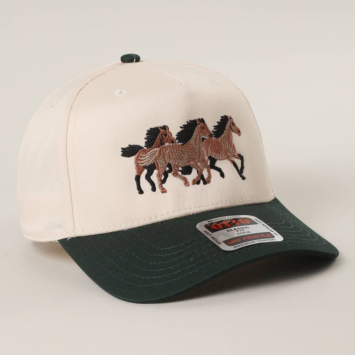 Wild Three Horses Embroidery Trucker Hat