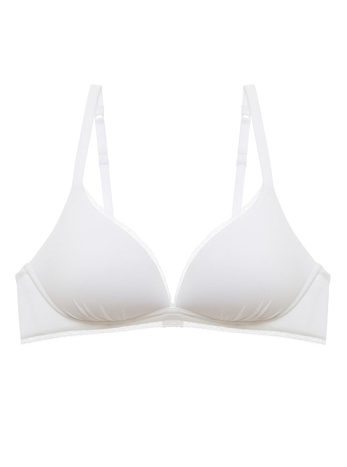 White Bra, Soft Cotton Wireless Spacer Bralette