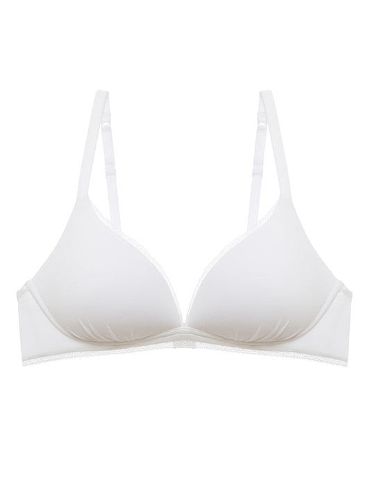 White Bra, Soft Cotton Wireless Spacer Bralette