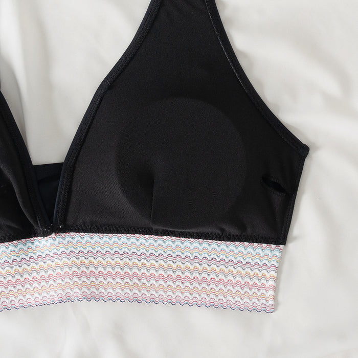 Women High Waisted Bikini Sets Tummy Control Swimsuits Color Block Two Piece Drawstring Bathing Suit