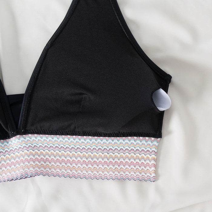 Women High Waisted Bikini Sets Tummy Control Swimsuits Color Block Two Piece Drawstring Bathing Suit