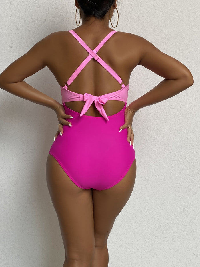 Women's One Piece Swimsuits Tummy Control Cutout High Waisted Bathing Suit Wrap Tie Back 1 Piece Swimsuit