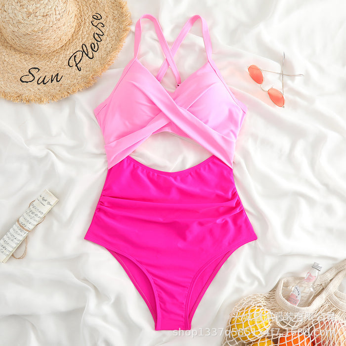Women's One Piece Swimsuits Tummy Control Cutout High Waisted Bathing Suit Wrap Tie Back 1 Piece Swimsuit