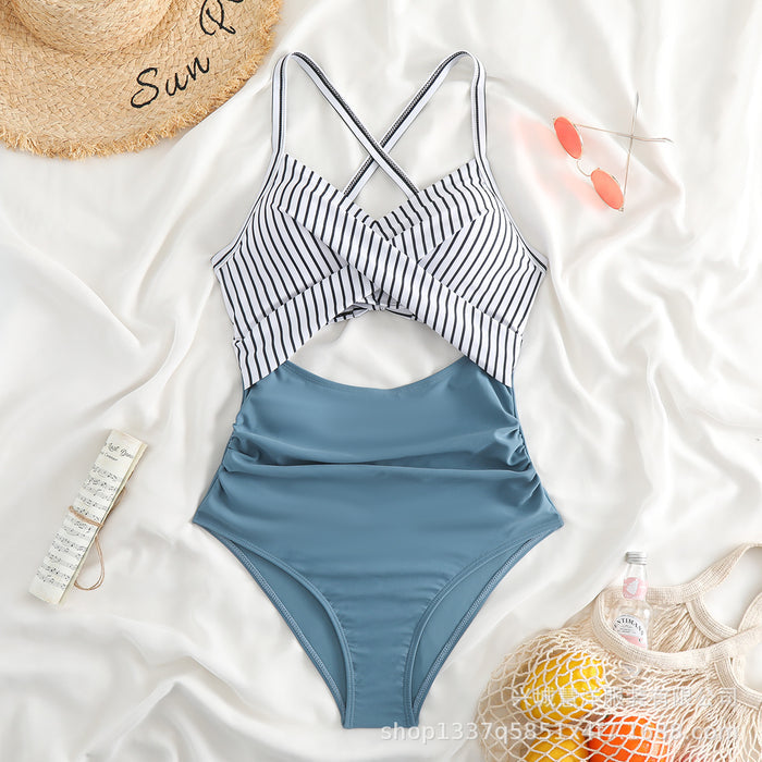 Women's One Piece Swimsuits Tummy Control Cutout High Waisted Bathing Suit Wrap Tie Back 1 Piece Swimsuit