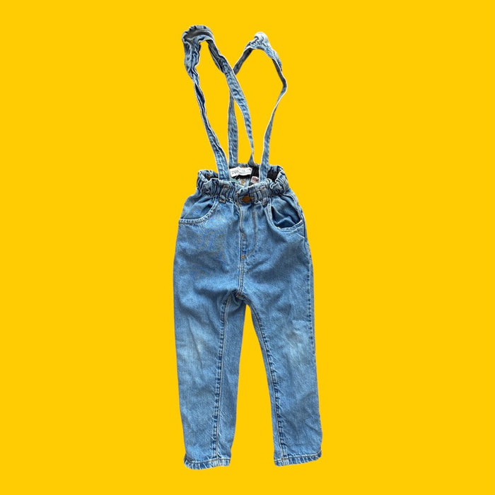 zara denim overall 3/4y